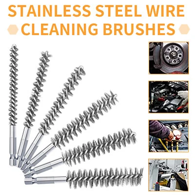 8-19MM Hex Shank Stainless Steel Bore Cleaning Brushes For Drill Impact Drive - Image 1 of 4
