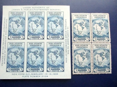 Byrd Antarctic Expedition II Stamps (4) & Souvenir Sheet  #733 & 735 - Image 1 of 4