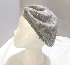 Gap Kids Gray Sequin Beret Hat Fashion Cap Knit Taboggan - Picture 1 of 9