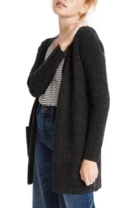 Madewell Donegal Kent Cardigan Sweater Wool Blend Dark Gray Pockets Warm Sz XS - Picture 1 of 8