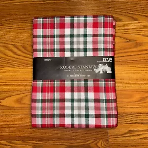 NEW NWT Christmas Holiday Fabric Tablecloth White Red Green 60X84 Robert Stanley - Picture 1 of 2