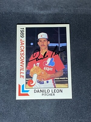 Danilo Leon Danny 1989 Best Jacksonville Expos #21 Rangers Auto Signed MLB Card - Image 1 of 3