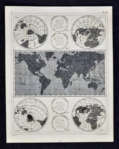 1849 Bilder Meteorology World Map - Earth Magnetic Fields Barometric Pressure  - Picture 1 of 2
