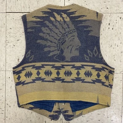 Vintage RRL Ralph Lauren Vest Indian Head Blanket Country Navajo Concho Multi M - Image 1 of 4