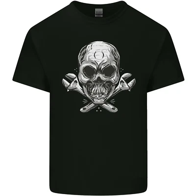 T-Shirt En Coton Pour Homme Mécanicien Biker Skull - Photo 1/4