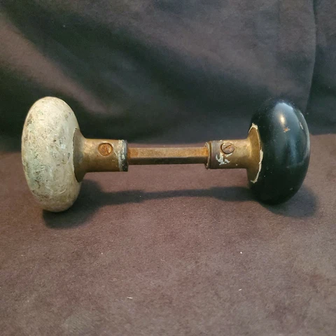 Vintage Bakelite  and Wood Doorknob Set 2 1/4" Cover