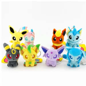 8 New Pokemon Eevee Plush Key Chains Full Set Evolution Pocket Monster 5in - Picture 1 of 1