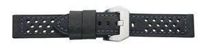 Gelochtes Uhrband Armband Kalbsleder Nappa, schwarz, extra weich, Retro, 20-24mm - Bild 1 von 3
