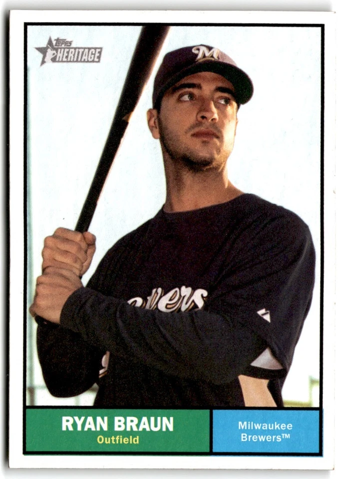 2010 Topps Heritage Ryan Braun Milwaukee Brewers #393A - Image 1 of 2