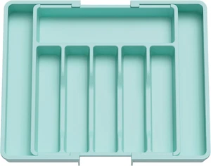 Expandable Silverware Drawer Organizer Utensil Tray BPA Adjustable Turquoise - Picture 1 of 10