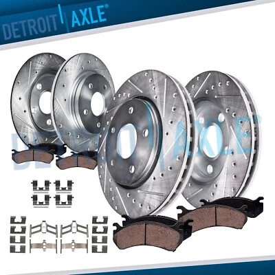 Kit de 8 rotores de freno delanteros traseros perforados y pastillas de freno para Acura CSX 2006-2011 Foto 1 de 4