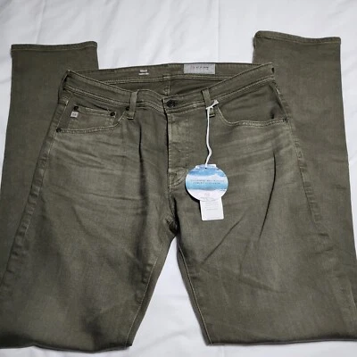 AG Adriano Goldschmied Tellis 现代修身牛仔裤绿色男式 34X33 码 — 第 1/4 张图片