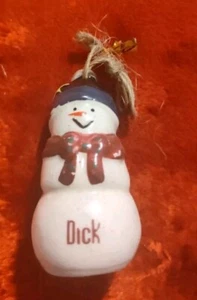 SMALL Ganz Snowman Christmas Ornament Personalized Name "DICK" Stocking Stuffer - Picture 1 of 1
