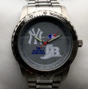 Vtg Ricoh New York Yankee's Tampa Bay Devil Rays MLB Watch Men Opening Day 7.75" - Picture 1 of 15