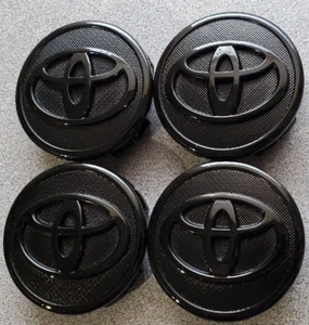 4x TOYOTA WHEEL RIM RIMS CENTER HUB CAP CAPS GLOSS BLACK LOGO 57MM PRIUS COROLLA - Picture 1 of 9