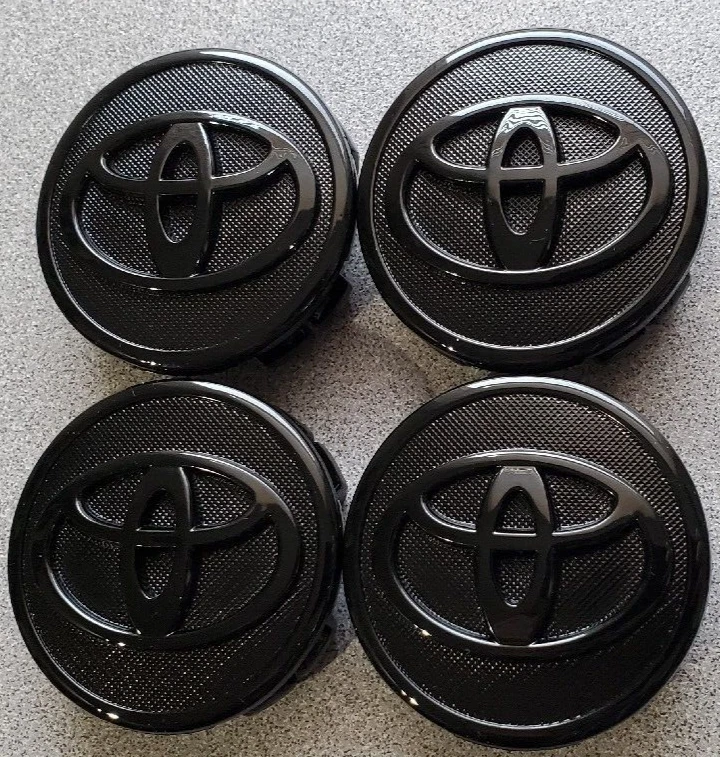 4x TOYOTA WHEEL RIM RIMS CENTER HUB CAP CAPS GLOSS BLACK LOGO 57MM PRIUS COROLLA - Image 1 of 4