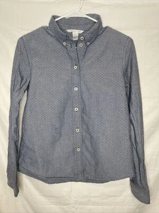 Victoria's Secret Button Up Shirt Womens XS Gray Polka Dot 100% Cotton Collared - Picture 1 of 6