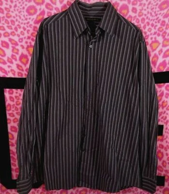 Axist Modern Fit Dark Gray Striped Button-Up Dress Shirt Size Large EUC - Image 1 of 3