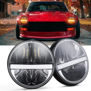 2x 7" Halo Round LED Headlights Hi/Lo Beam Turn Signal For Datsun 240Z 260Z 280Z - Bild 1 von 13