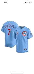 Dansby Swanson Chicago Cubs Nike 2025 Blues Alternate Limited Player Jersey NWT - Picture 1 of 3