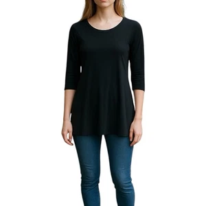 Soma Long Sleeve Crewneck Mini Dress Black Sharkbite Hem Women Size XS - Picture 1 of 7