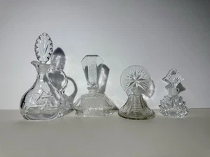 Vintage Cut Glass Crystal Perfume Bottles With Stoppers Lot 4 - Picture 1 of 21