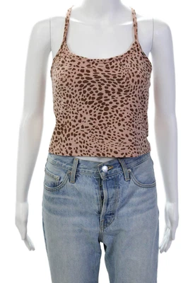 Beyond Yoga Womens Animal Print Cropped Tank Top Pink Brown Size Medium - Image 1 of 4