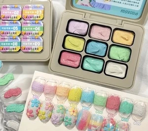 9-Color Gel Palette for Ombre Nail Design - Textured Pastels - Picture 1 of 4