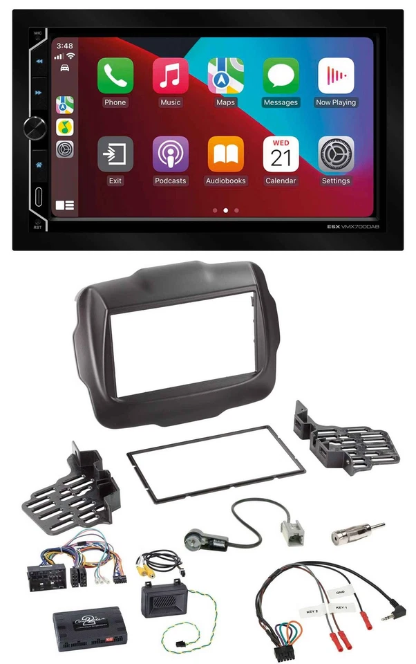 ESX 2DIN DAB USB Lenkrad Bluetooth Autoradio für Jeep Renegade ab 2015 - Bild 1 von 4