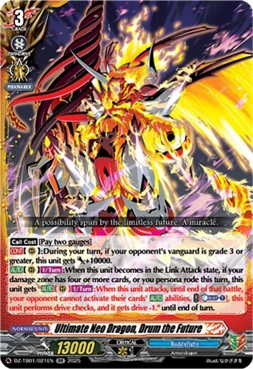 Ultimate Neo Dragon, Drum the Future DZ-TB01 RR Cardfight Vanguard Buddyfight - Image 1 of 1