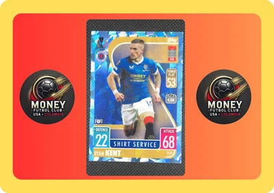 💎 Ryan Kent Shirt Service | 2022-23 Match Attax Blue Foil | Rangers FC - Image 1 of 3