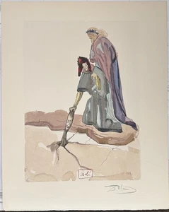 DALI - DIVINE COMEDIE (1960)-L'ENFER CHANT 32-TREACHEROUS-SIGNED-WOOD ENGRAVING. - Picture 1 of 1