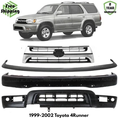Front Bumper Paintable Steel & Grille Chrome Kit For 1999-2002 Toyota 4Runner Foto 1 de 4