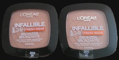 L'Oreal Paris Infallible 24HR Fresh Wear Waterproof Bronzer 200 FAIR Lot of 2 - Image 1 of 2