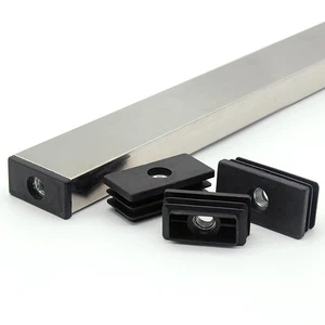 Rectangular Plastic End Caps Blanking Plugs Box Section Threaded Tube Inserts - Picture 1 of 14