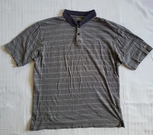 Vintage Nike Polo Shirt Men's L Striped Gray Navy Golf Short Sleeve Cotton - Picture 1 of 7