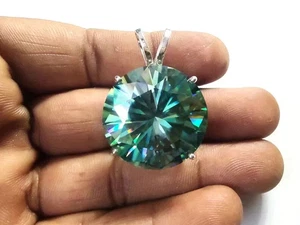 Certified 20 Ct. Round Treated Blue Diamond Pendant Great Shine & Luster! - Picture 1 of 4
