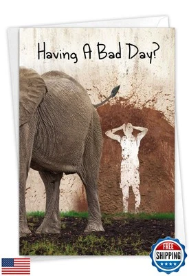 NobleWorks - 1 Get Well Card with Envelope - Wildlife Toilet Humor Joke, Funn - Image 1 of 4