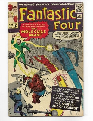 Fantastic Four 20 1963 Marvel Comics VG+ 4.5 1st App Molecule Man Thing - Image 1 of 2