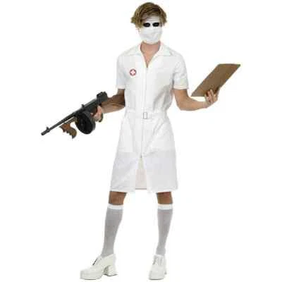 Twisted Nurse Batman Joker Psycho Male Fancy Dress Up Halloween Adult Costume - Image 1 of 2