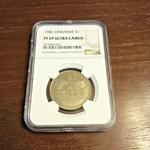 1980 Zimbabwe 1 Dollar PF 69. Top pop 1 of 4. - Picture 1 of 4