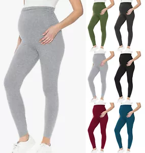 Women Maternity Casual Solid Color Elastic Control Hight Waist Long Pants - Picture 1 of 25