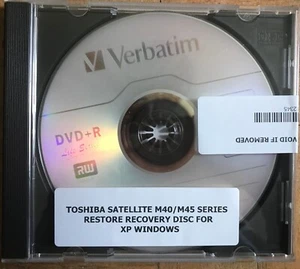 TOSHIBA SATELLITE M40/M45 SERIES RESTORE RECOVERY DISC FOR XP WINDOWS - Picture 1 of 2