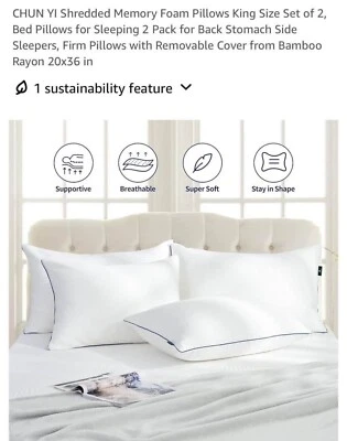 CHUN YI Shredded Memory Foam Pillows King Size Set of 2, - Image 1 of 4