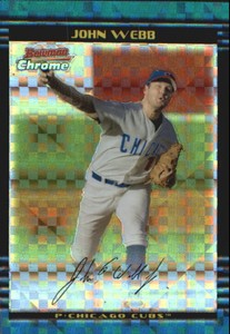 2002 Bowman Chrome Draft X-Fractors Cubs Baseball Card #104 John Webb /150