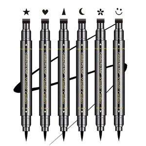 Sumeitang 6 Pcs Double-Headed Eyeliner Stamps Set Black Liquid Eye Liner Pen - Picture 1 of 8