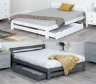 Low Wooden Bed White or Grey with Underbed Drawers and Mattress Option