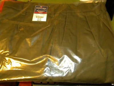 NWT Men's St. John's Bay DARK OLIVE PANTS RELAXED FIT & NAVY 42 X 34 - Image 1 of 3