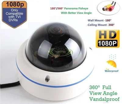DIYSECURITYCAMERAWORLD TVI Fisheye Panoramic CCTV Vandal camera 360 Degree Super Wide Angle 1080P
