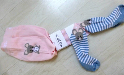 ewers Strumpfhose , rosa mit Punkten und Ringeln und Po-Motiv, Maus. NEU!!! - Bild 1 von 2